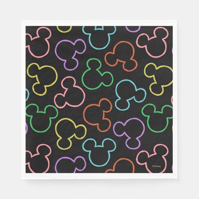 Serviette En Papier Neon Mickey Mouse Icon Toss Pattern (Devant)