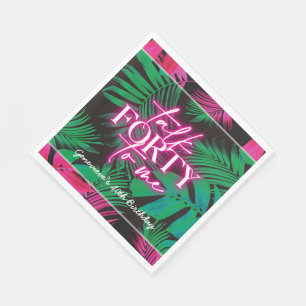 Serviette En Papier Neon Pink Tropical Parlez quarante à moi 40e anniv