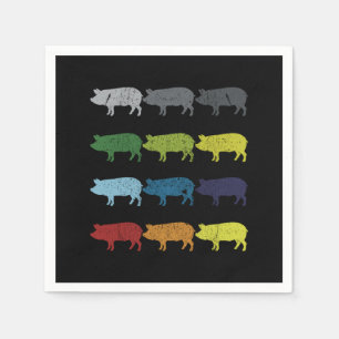 Serviette En Papier Neon Pop Art Retro Cochon animal cadeau