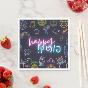 Serviette En Papier Neon Purim