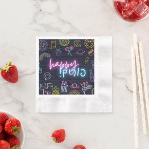Serviette En Papier Neon Purim