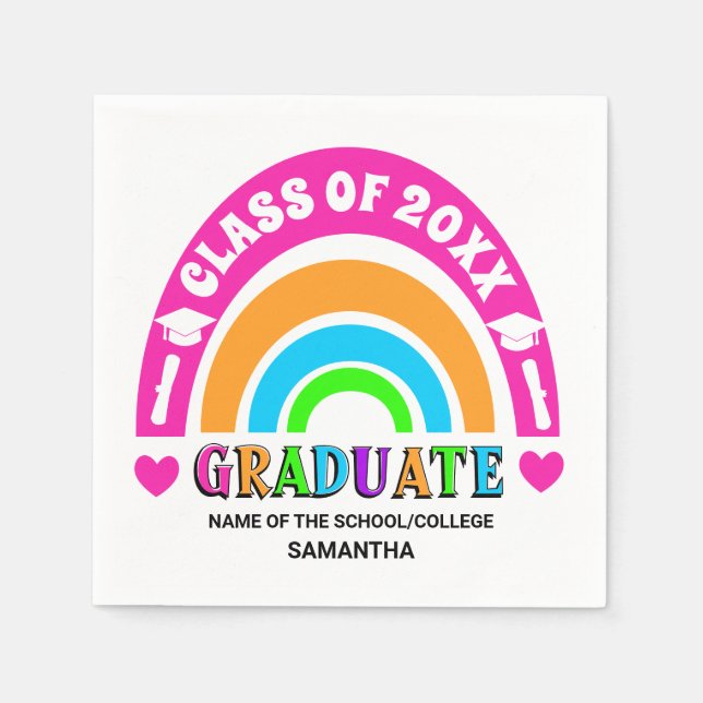 Serviette En Papier Neon Rainbow Graduation Party (Devant)