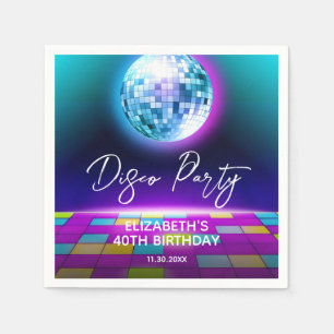 Serviette En Papier Neon Retro Disco Party Dance Nuit Anniversaire