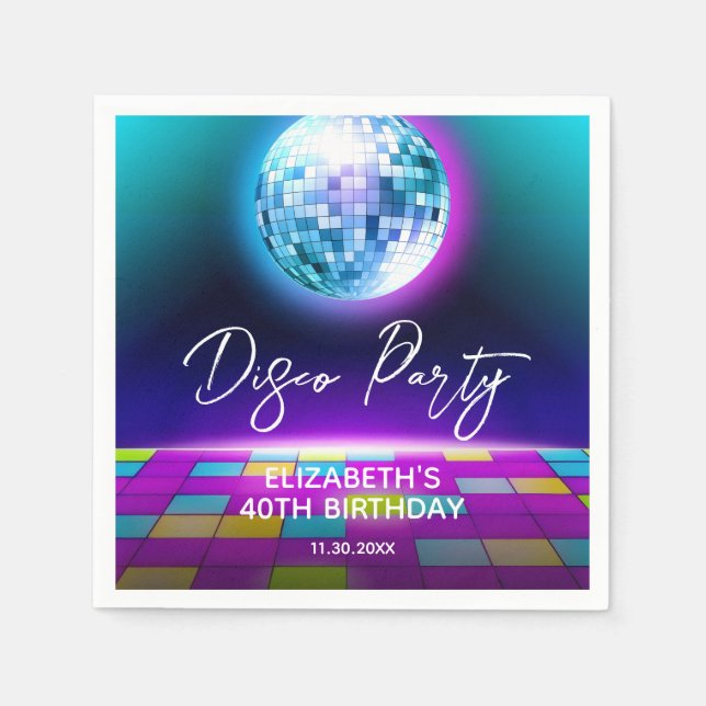 Serviette En Papier Neon Retro Disco Party Dance Nuit Anniversaire (Devant)