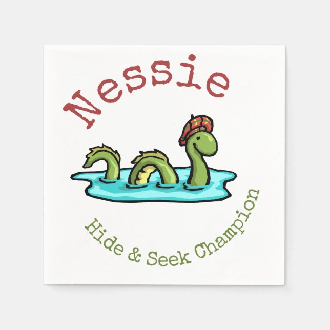 Serviette En Papier Nessie, le monstre Loch Ness (Devant)