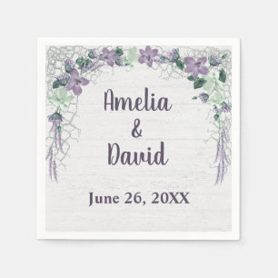 Serviette En Papier Net Nautique mariage Sur Bois Blanchis