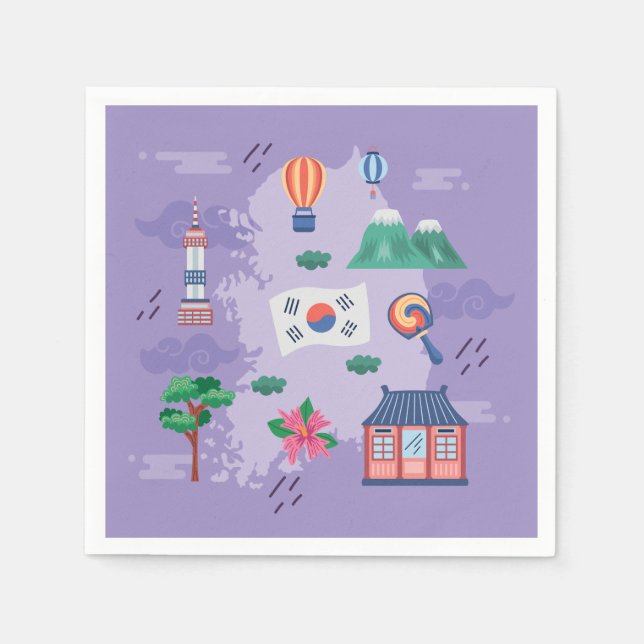 Serviette En Papier neuf icônes de la culture coréenne (Devant)