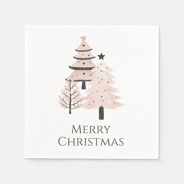 Serviette En Papier Neutral Blush Christmas Tree Paper Napkins (Devant)