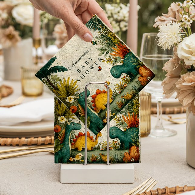 Serviette En Papier Neutral Dinosaur Baby Shower (Créateur téléchargé)