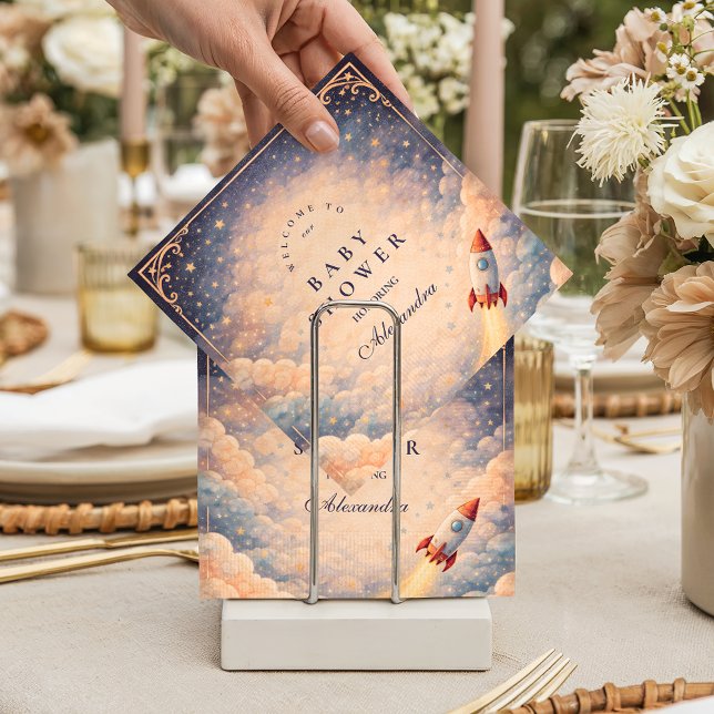 Serviette En Papier Neutral Space Rocket Stars Baby Shower (Créateur téléchargé)