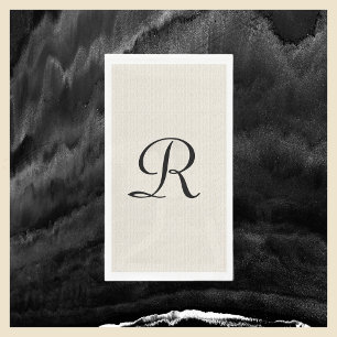 Serviette En Papier Neutre Faux Burlap Off Blanc Monogramme