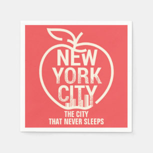 Serviette En Papier New York Big Apple Modern Red