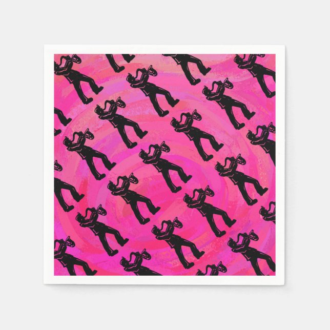 Serviette En Papier New York Boogie Nuits Saxophone Hot Pink (Devant)