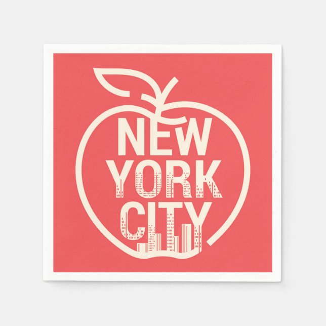 Serviette En Papier NEW YORK VILLE Moderne Grosse pomme Rouge (Devant)