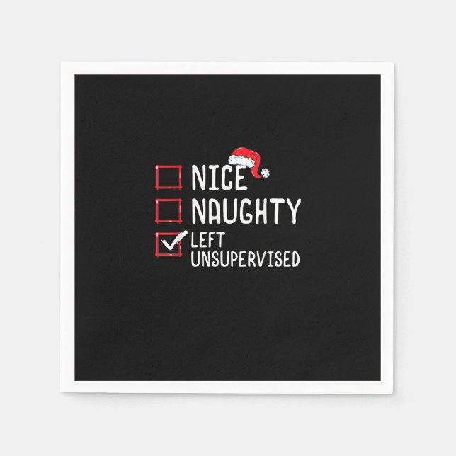 Serviette En Papier Nice Naughty Left Unsupervised Christmas List   (Devant)