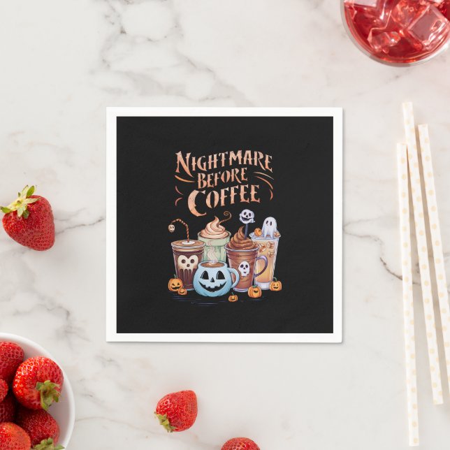 Serviette En Papier Nightmare avant café Citrouille épice Halloween (En situation)
