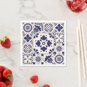 Serviette En Papier Nile Blue Mexicain Traditionnel Floral Talavera