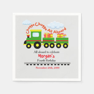 Serviette En Papier N'Importe Quel Âge Anniversaire Joli Train Coloré 