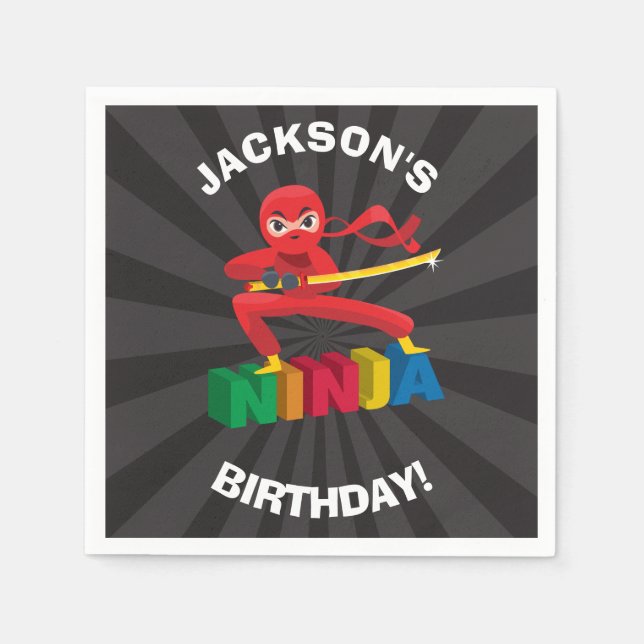 Serviette En Papier Ninja Guerrier fête d'anniversaire (Devant)