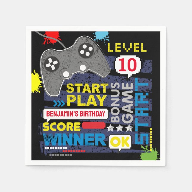Serviette En Papier Niveau de contrôleur de jeu vidéo haut Gamer Anniv (Devant)
