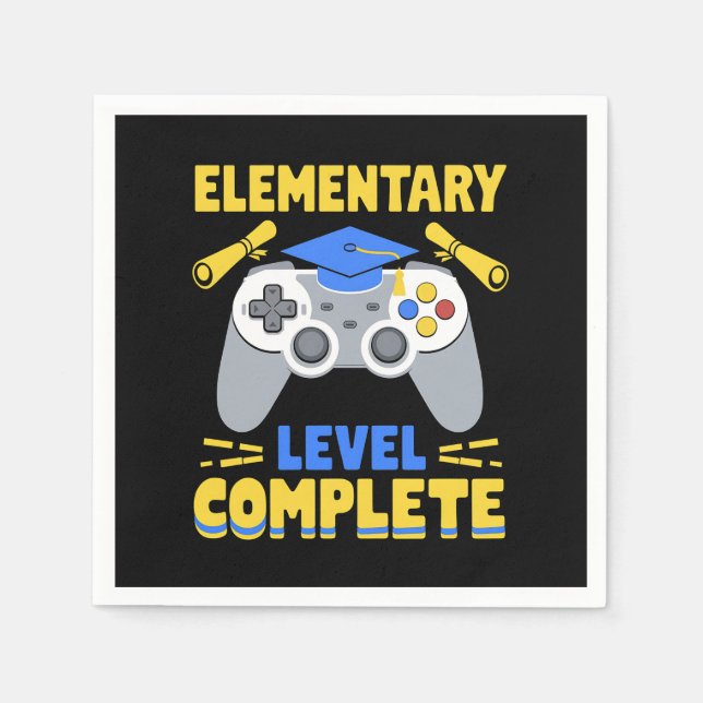 Serviette En Papier Niveau élémentaire Complet Jeu Gamer Graduation (Devant)