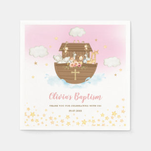 Serviette En Papier Noah's Ark Cute Animaux Fille Baptême Christening