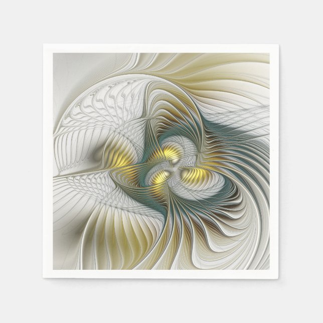 Serviette En Papier Nobly Golden Turquoise Imaginaire Fractal Art (Devant)
