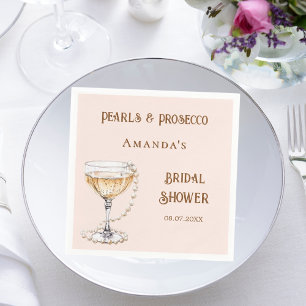 Serviette En Papier Noce de rêve perles roses prosecco