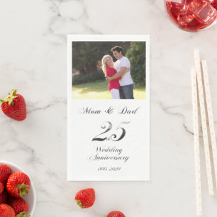 Serviette En Papier Noces d'Argent 25e Anniversaire de Mariage Parents