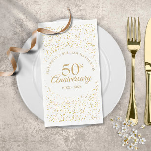 Serviette En Papier Noces d'or Confetti Poussière d'Or 50 Ans de Maria