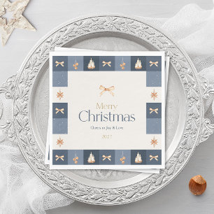 Serviette En Papier Noël À damiers papier Napkin
