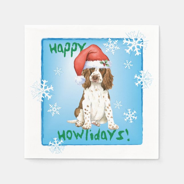 Serviette En Papier Noël Anglais Springer Spaniel Napkins (Devant)