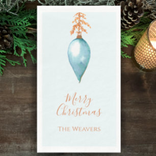 Serviette En Papier Noël aquarelle bleue élégante personnalisée