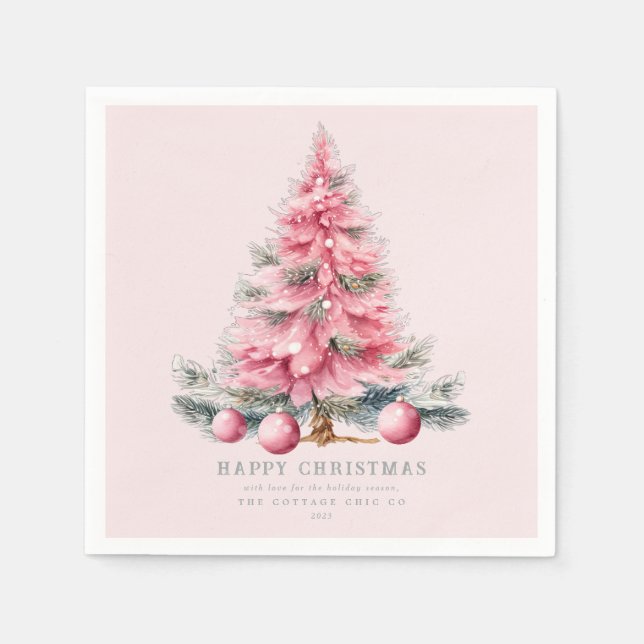 Serviette En Papier Noël Arbre Baubles Chic Livre de Fêtes (Devant)