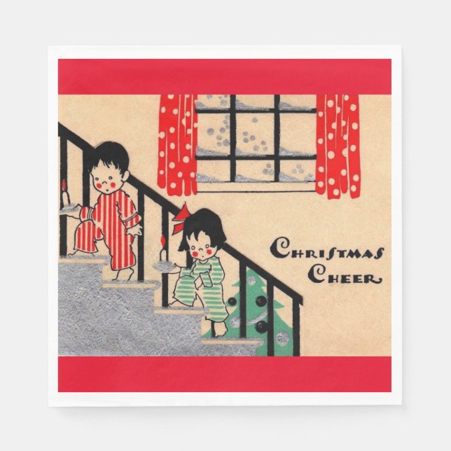 Serviette En Papier Noël art déco des années 1930 (Devant)