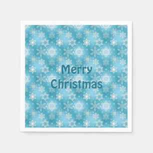 Serviette En Papier Noël aux flocs de neige blancs et aqua