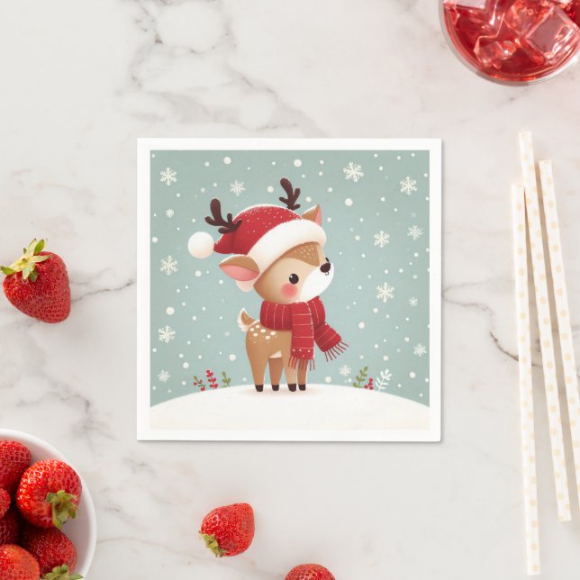 Serviette En Papier Noël aux rennes (En situation)