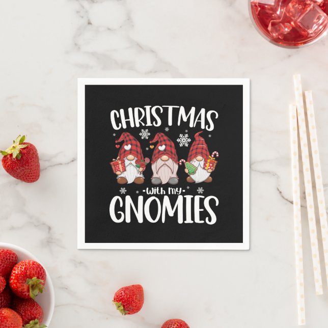 Serviette En Papier Noël Avec Mes Gnomies Buffalo Red Plaid Gnome (En situation)