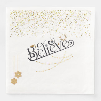 Serviette En Papier Noël blanc Serviette-Croire