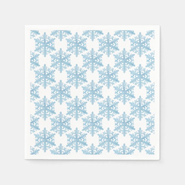 Serviette En Papier Noël bleu clair Aquarelle Snowflakes Motif (Devant)