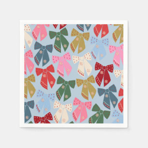 Serviette En Papier Noël Bows Coquette bleu