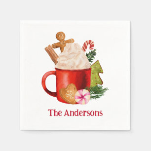 Serviette En Papier Noël Chaud cacao Cookie Vacances Boisson