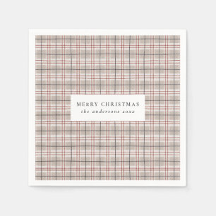 Serviette En Papier Noël Classique Tartan Beige Plaid