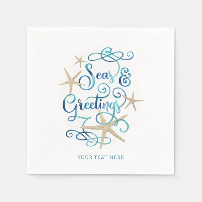 Serviette En Papier Noël côtier MER & SALUT Personnalisé (Devant)
