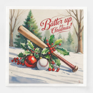Serviette En Papier Noël de baseball "Batte Up for Christmas !"