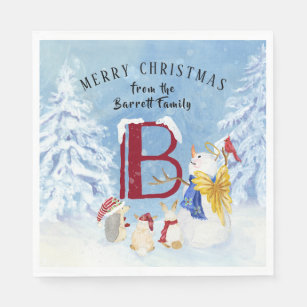 Serviette En Papier Noël de bonhomme de neige d'ange de la lettre B de
