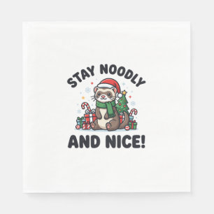 Serviette En Papier Noël de furet drôle Reste noué et gentil
