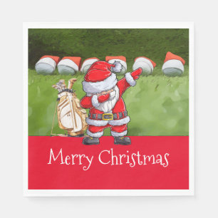 Serviette En Papier Noël de golf avec le Père Noël