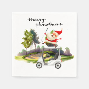 Serviette En Papier Noël de golf avec Santa Claus Golfer