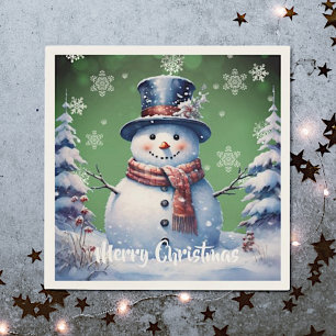 Serviette En Papier Noël de la forêt d'hiver   Green